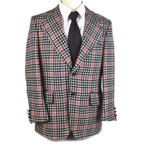 VTG Anderson Little Blazer 42R Red Plaid Wool